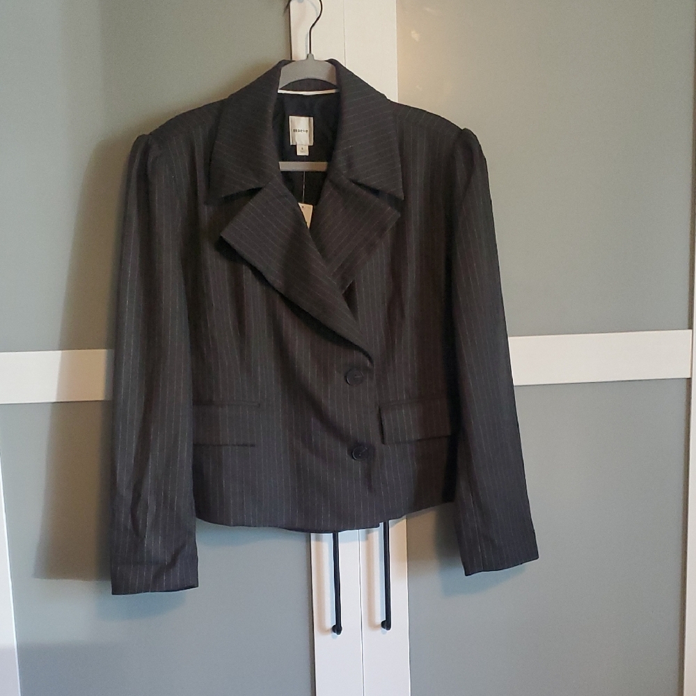 Anthropologie Charcoal Pinstripe Blazer